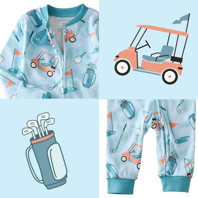 Shadow Footless Sleep and Play, Little Golfer Blue - Pajamas - 3