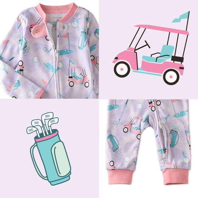 Shadow Footless Sleep and Play, Little Golfer Purple - Pajamas - 3