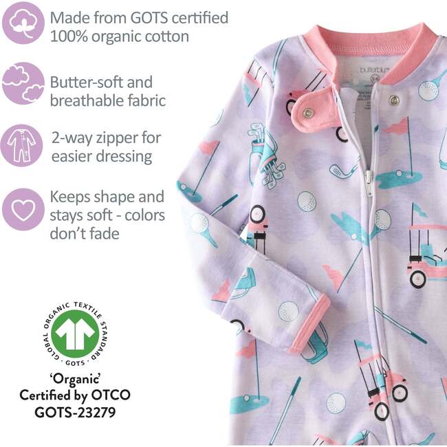Shadow Footless Sleep and Play, Little Golfer Purple - Pajamas - 4