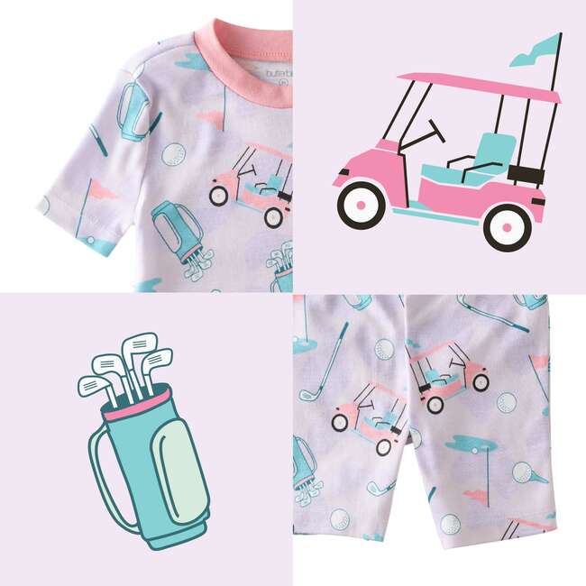 Shade 2 Piece PJ Short Sleeve Short Leg, Little Golfer Purple - Pajamas - 3