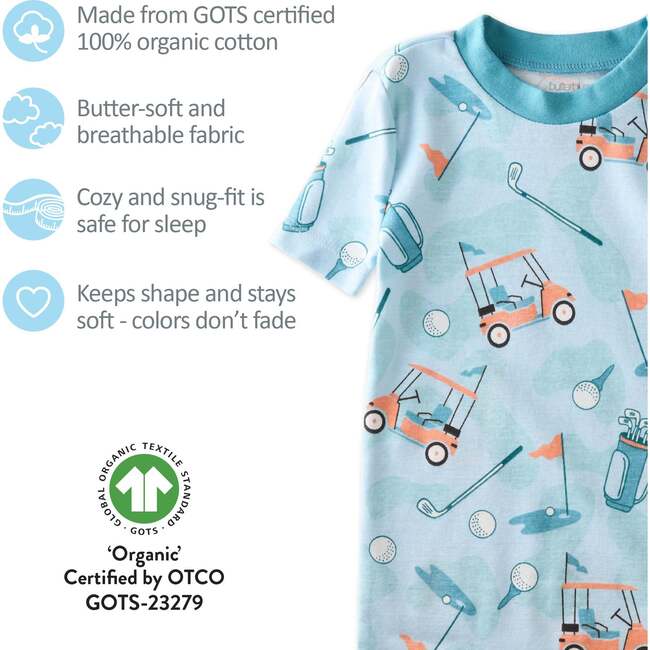 Shade 2 Piece PJ Short Sleeve Short Leg, Little Golfer Blue - Pajamas - 4