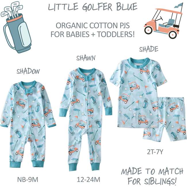 Shade 2 Piece PJ Short Sleeve Short Leg, Little Golfer Blue - Pajamas - 5