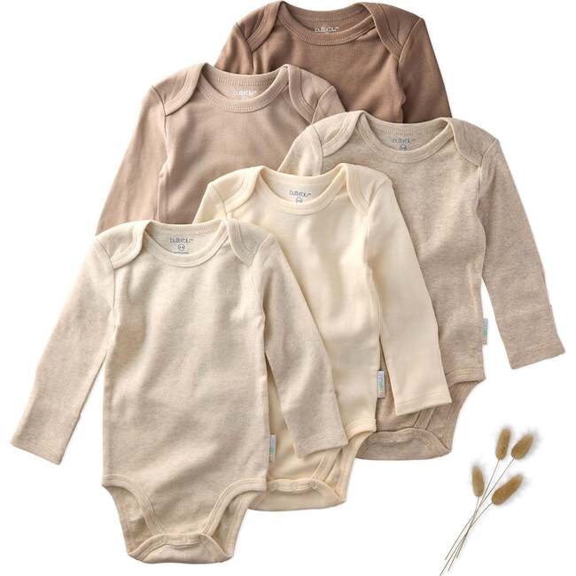 Blake Long Sleeve Bodysuit , 5 Pack, natural