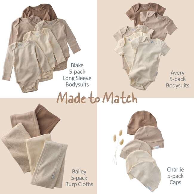 Blake Long Sleeve Bodysuit , 5 Pack, natural - Onesies - 4