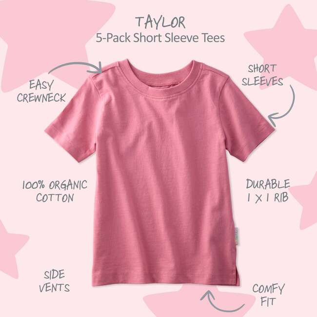 Taylor Short Sleeve T-shirt, 5 pack, pink - T-Shirts - 4