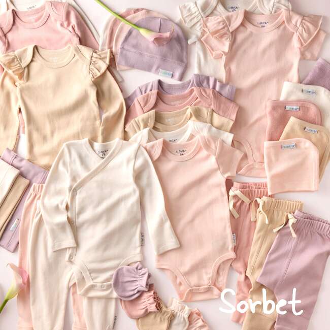 Rose Ruffle Shoulder Short Sleeve T-shirt, 5 Pack, sorbet