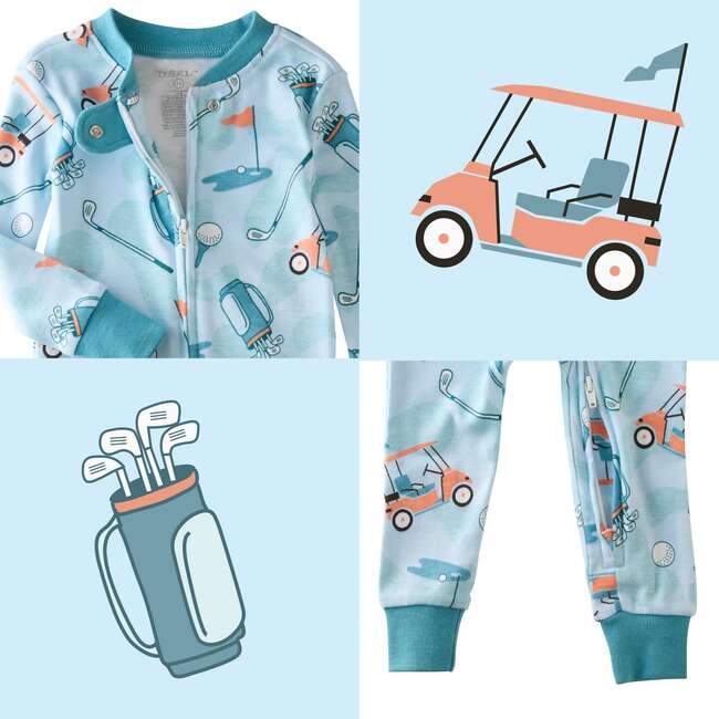 Shawn Snug Fit Footless Sleeper, Little Golfer Blue - Pajamas - 3