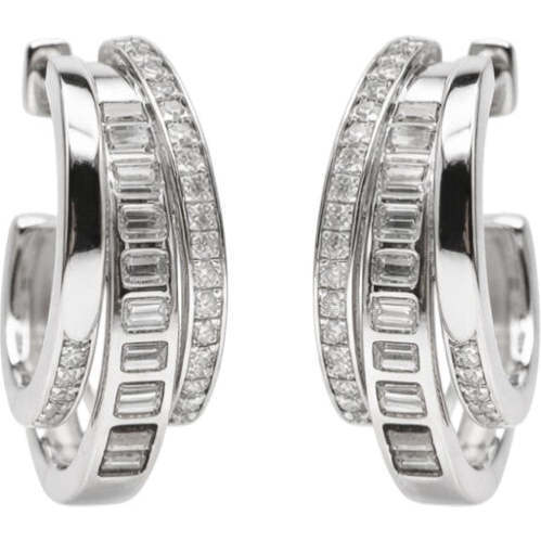 Triple Threat Huggie Hoop Earrings, Silver