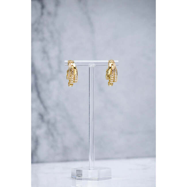 Triple Threat Huggie Hoop Earrings, Gold