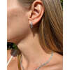 Triple Threat Huggie Hoop Earrings, Silver - Earrings - 3