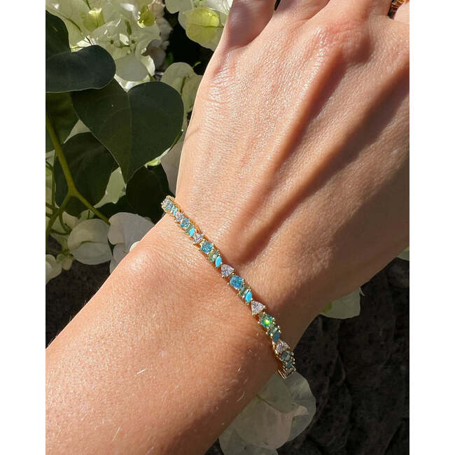 Vienna Opal Tennis Bracelet, Turquoise - Bracelets - 3