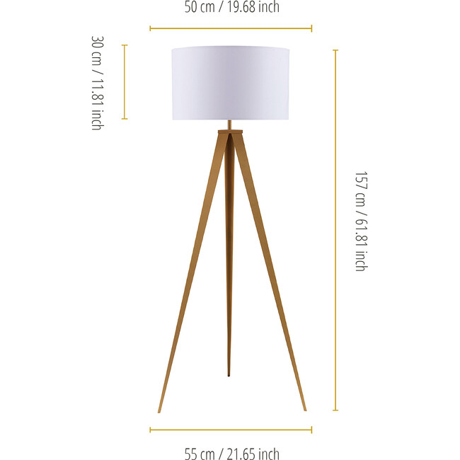 Romanza 61.81" Postmodern Tripod Floor Lamp with Drum Shade, Natural/White - Lighting - 3
