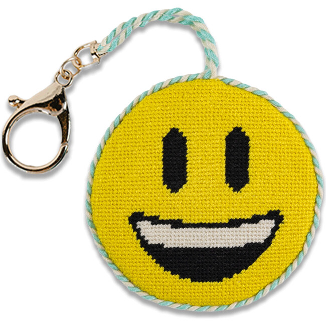 Smiley Face Emoji Bag Charm, Yellow, Green