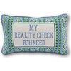 Reality Check Needlepoint Pillow, Blue, White - Decorative Pillows - 1 - thumbnail