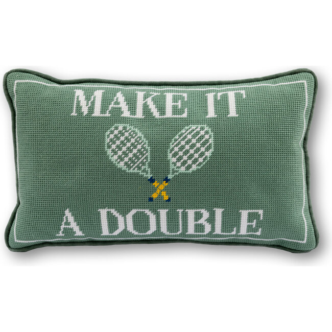 Make It A Double Needlepoint Pillow, Green, White