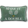 Make It A Double Needlepoint Pillow, Green, White - Decorative Pillows - 1 - thumbnail