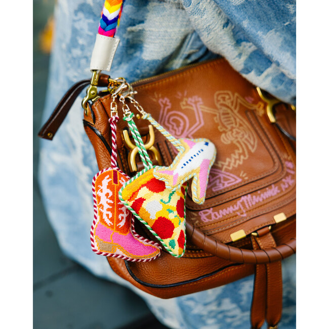 Cowboy Boot Bag Charm, Pink, Orange - Bags - 3