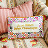 Drink Champagne Needlepoint Pillow, Pink, White, Purple - Decorative Pillows - 4