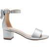 Satin Banded Block Heels, Silver - Sandals - 2 - thumbnail