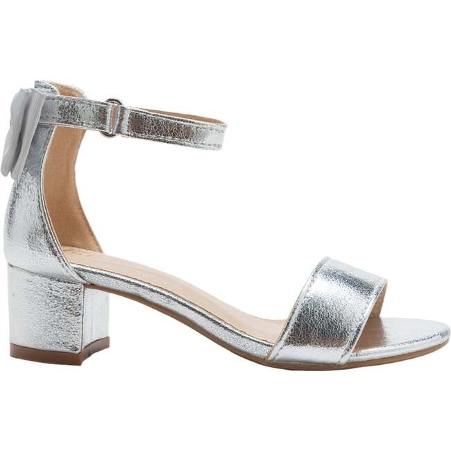 Metallic Banded Block Heels, Silver