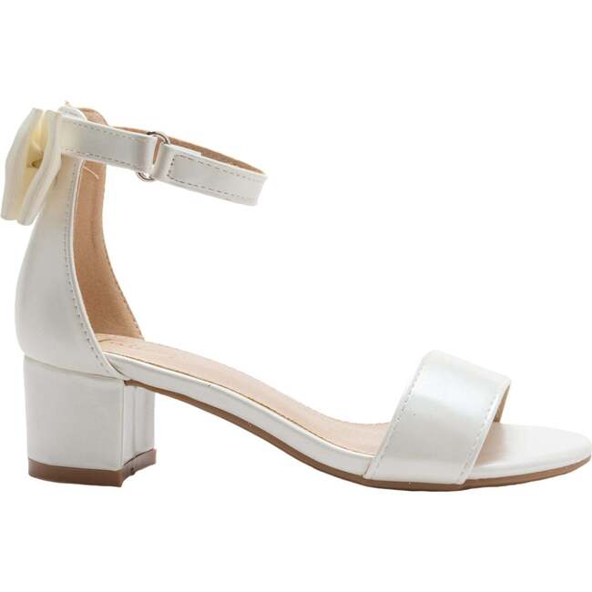 Satin Banded Block Heels, White