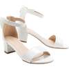 Patent Banded Block Heels, White - Sandals - 3