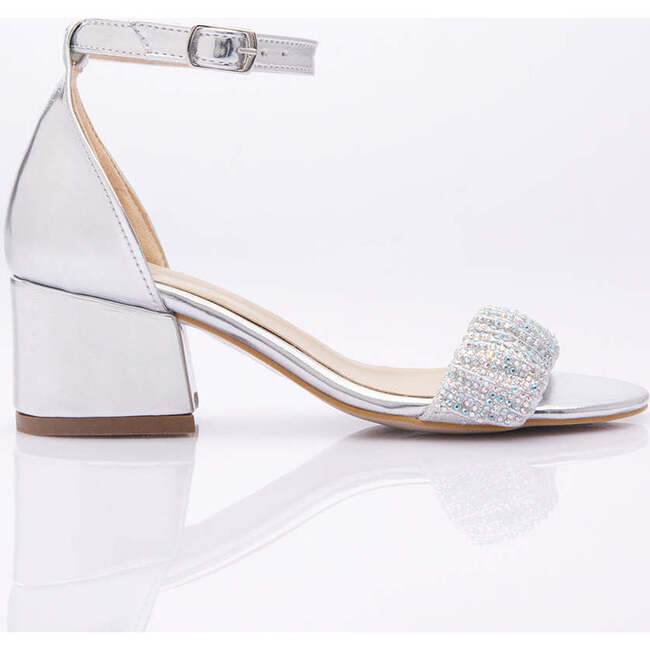 Scrunch Rhinestone Heels, Silver