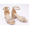 Triple Rhinestone Strap Heels, Gold - Dress Shoes - 1 - thumbnail
