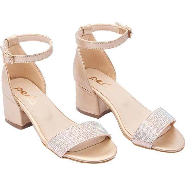 Rhinestone Strap Heels, Gold