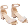 Rhinestone Strap Heels, Gold - Dress Shoes - 1 - thumbnail