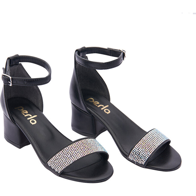 Rhinestone Strap Heels, Black