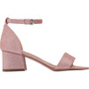 Glitter Sandal Strap Heels, Pink - Flats - 2