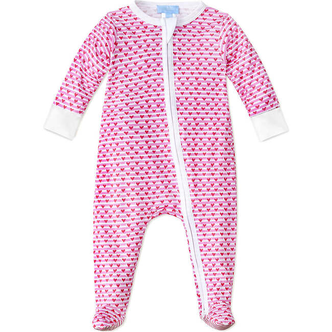 Sailor Hearts Zip Baby Onesie, Pink