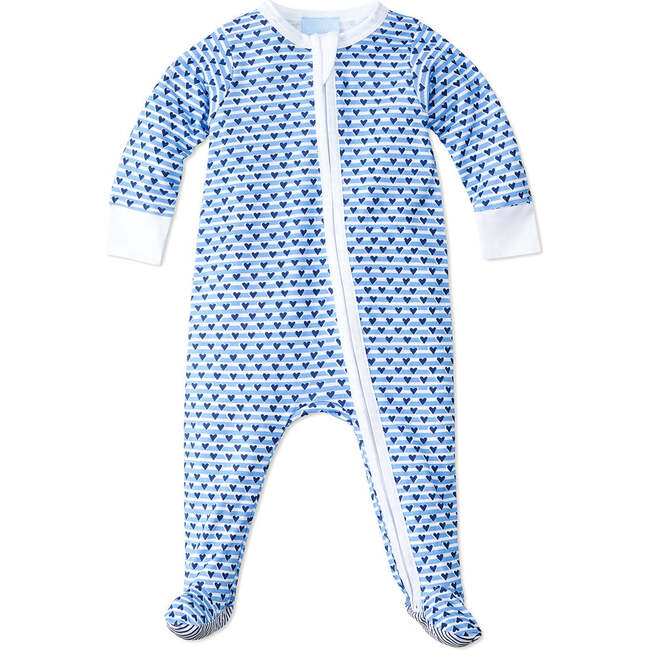 Sailor Hearts Zip Baby Onesie, Blue