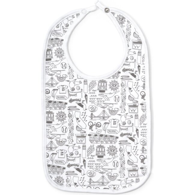 San Francisco Baby Bib, Gray - Bibs - 1