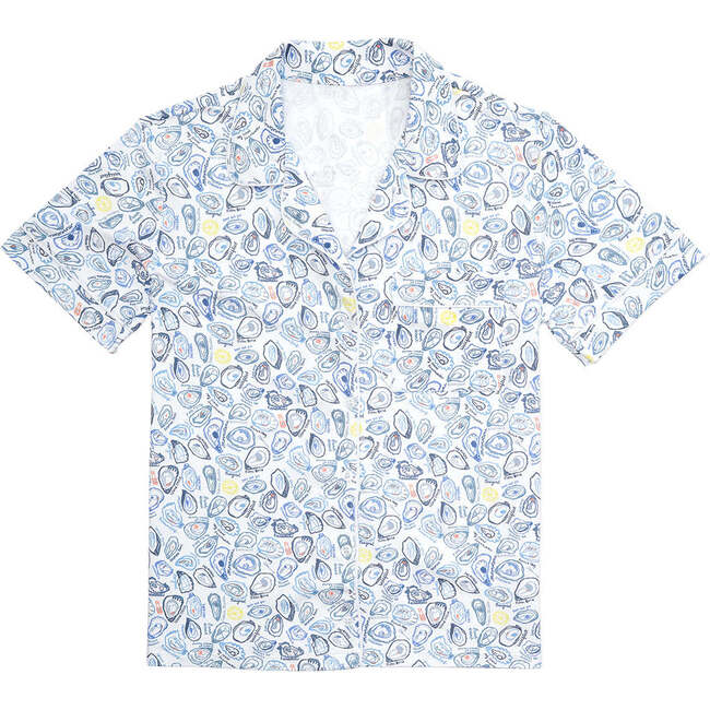 Oysters Women's Button Front Short Pajama Set, Blue