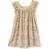 Girls Square Neck Dress, Orange and Blue Floral - Dresses - 7