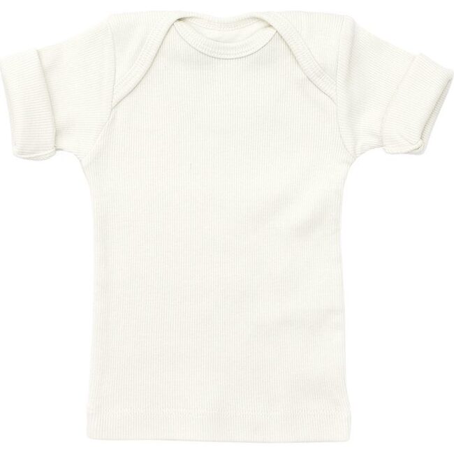 Rib Lap Shoulder Tee Short Sleeve Sand - T-Shirts - 1