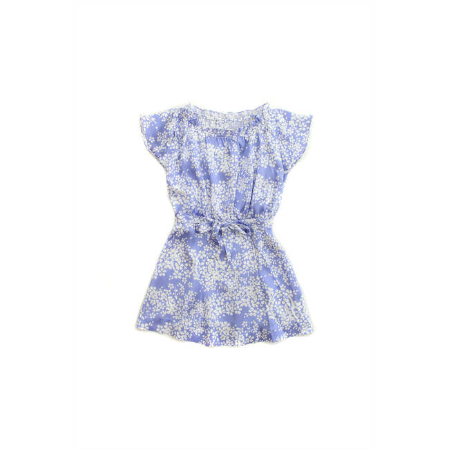 Nicola Silk Floral Ruffle Neck Cap Sleeve Dress, Lavender - Dresses - 1