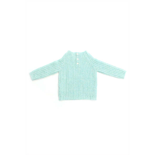 Cashmere Yoke Pullover Sweater, Robins Egg Melange