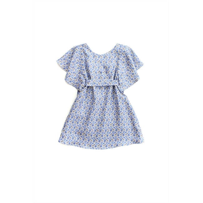 Angel Silk Flutter Sleeve Dress, Bluebird