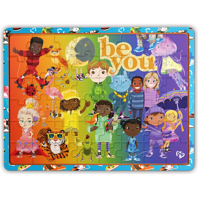 Be You Rainbow Kicks Puzzle 48-Piece FSC® Wooden Tray Puzzle