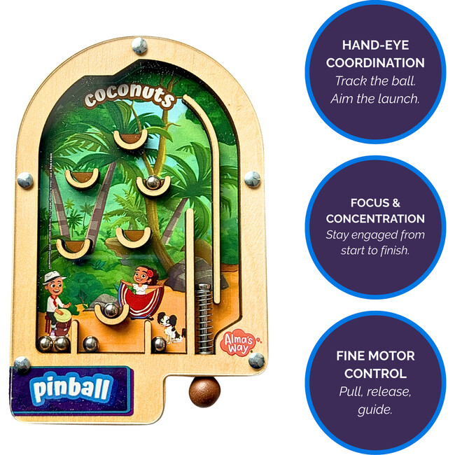 Alma’s Way™ Wooden Pinball – Coconuts