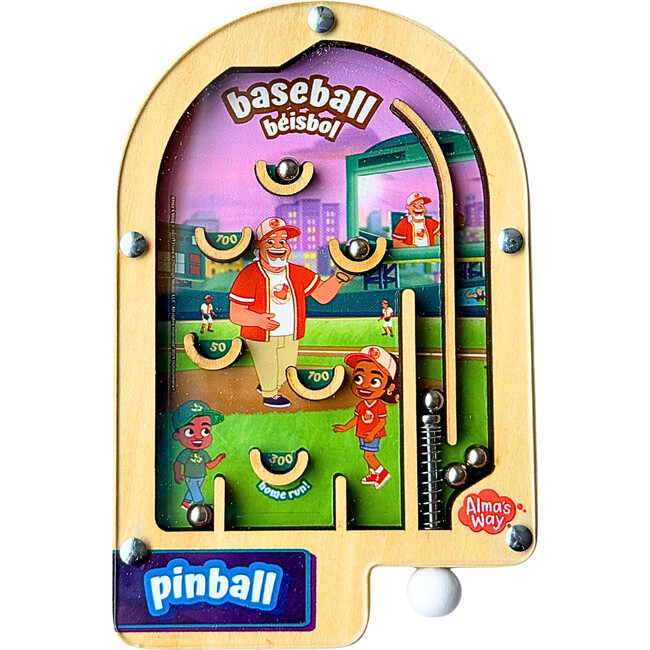 Alma’s Way™ Wooden Pinball – Baseball-Beisbol