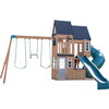 Acadia Manor Wooden Outdoor Swing Set / Playset with Zigzag Fireman's Pole - Outdoor Games - 1 - thumbnail