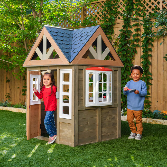 Greystone Wooden Outdoor Playhouse with Kitchen and Working Doorbell