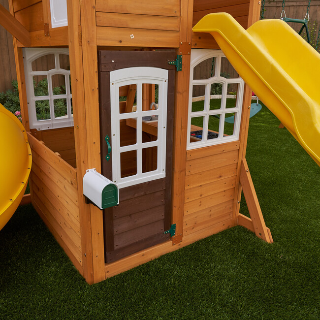 Castlewood Wooden Swing Set / Playset with Clubhouse, Mailbox, Slide and Play Kitchen - Outdoor Games - 3
