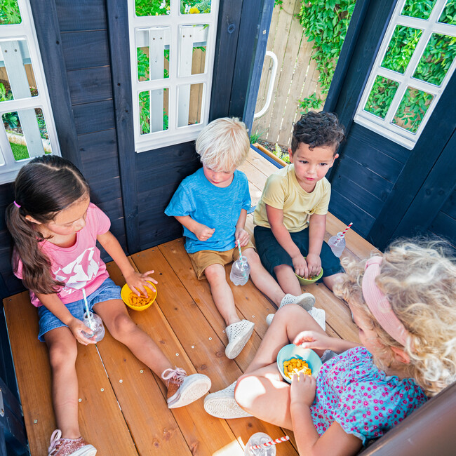 Cozy Escape Wooden Outdoor Two Story Playhouse, Navy - Playhouses - 3