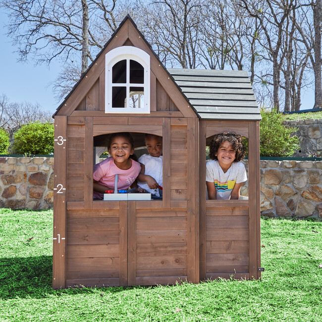 Timberwood Wooden Outdoor Playhouse with Kitchen and Barn Doors - Playhouses - 5