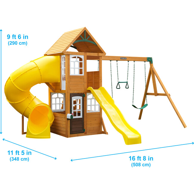 Castlewood Wooden Swing Set / Playset with Clubhouse, Mailbox, Slide and Play Kitchen - Outdoor Games - 7